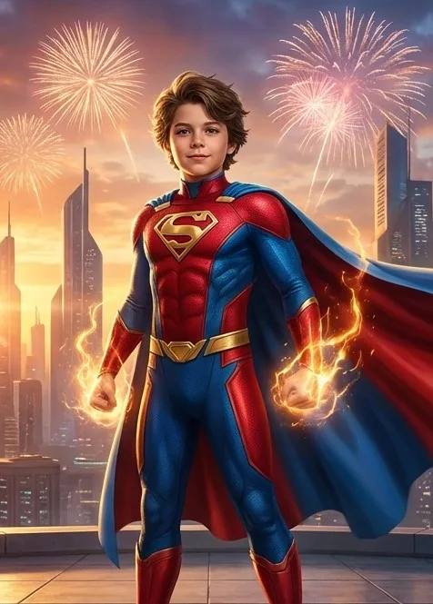 Superhero Transformation AI Photobooth example